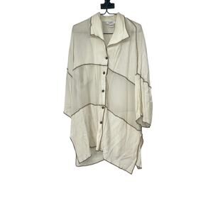 NWT Z Lagenlook Cream Patchwork Cardigan Beachy Boho Size Large‎